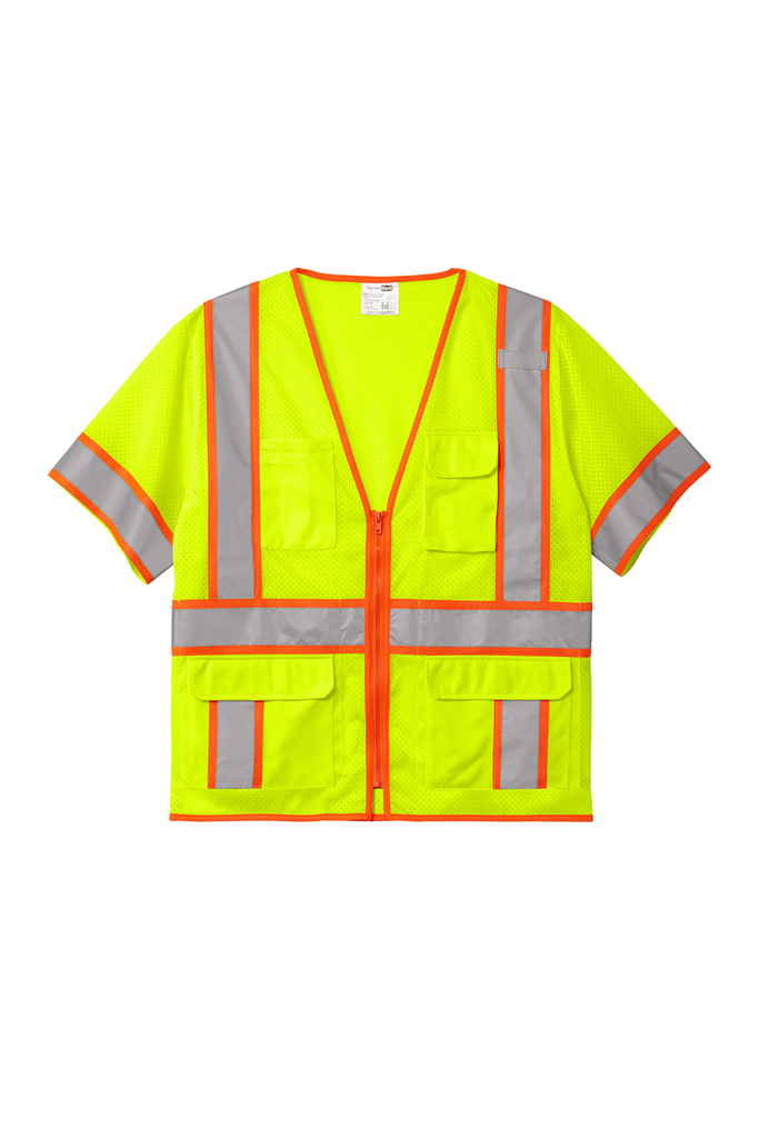 ANSI 107 Class 3 Surveyor Mesh Zippered Two-Tone Short Sleeve Vest